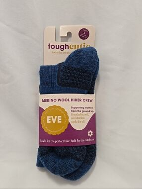 NWT Tough Cutie Eve Merino Wool Hiker Crew Length Socks Women's Small Blue